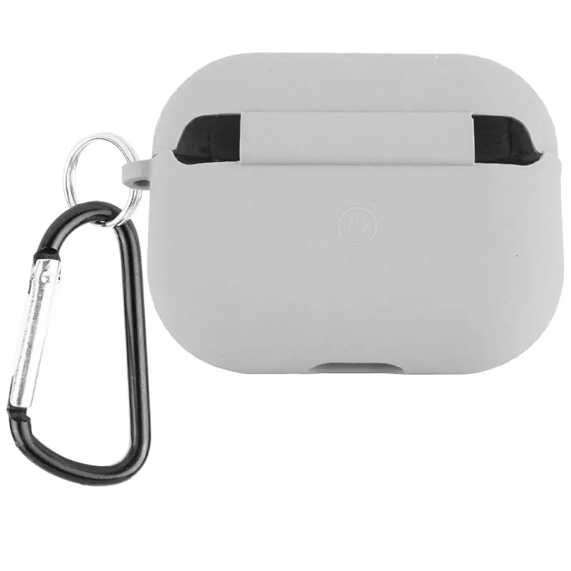Уценка Силиконовый футляр с микрофиброй для наушников Airpods 3, Вскрытая упаковка / Серый / Stone 1, Силикон, купить оптом с доставкой