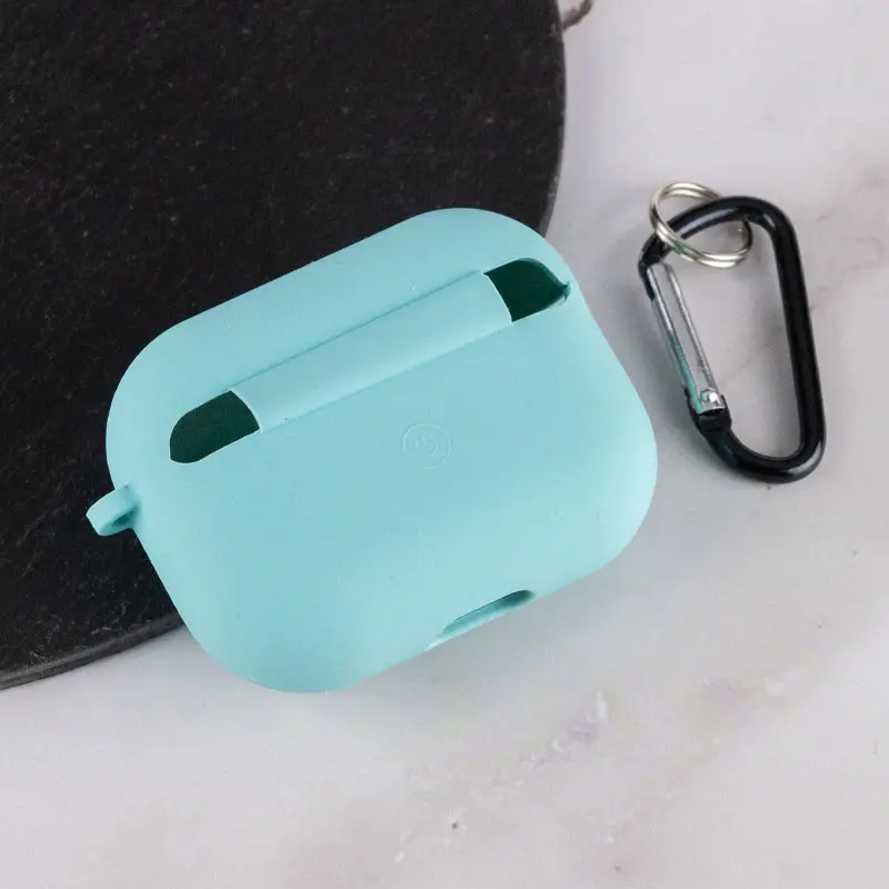 Силиконовый футляр с микрофиброй для наушников Airpods Pro 3, Бирюзовый / Marine Green 3, Силикон, купить оптом с доставкой