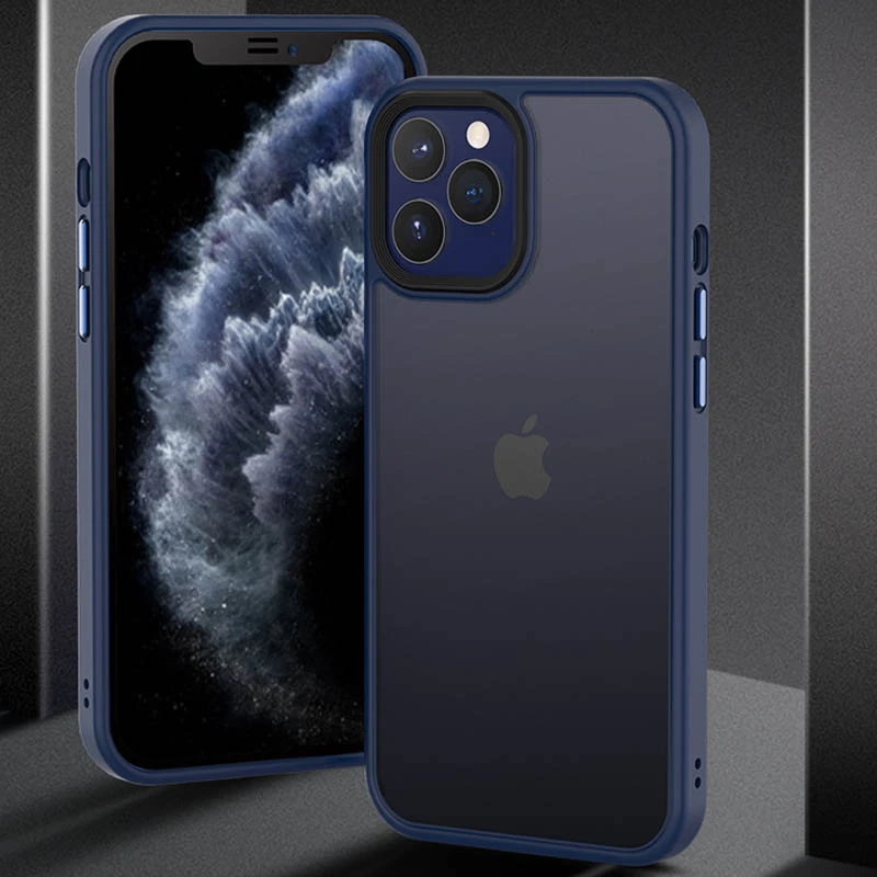 TPU+PC чехол Metal Buttons для Apple iPhone 12 Pro / 12 (6.1"), Синий / Navy Blue 2, TPU+PC, купить оптом с доставкой