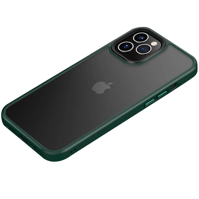 TPU+PC чехол Metal Buttons для Apple iPhone 12 Pro / 12 (6.1"), Зеленый / Dark Green, TPU+PC, купить оптом с доставкой