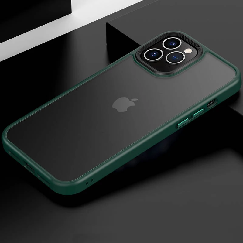 TPU+PC чехол Metal Buttons для Apple iPhone 12 Pro / 12 (6.1"), Зеленый / Dark Green 1, TPU+PC, купить оптом с доставкой