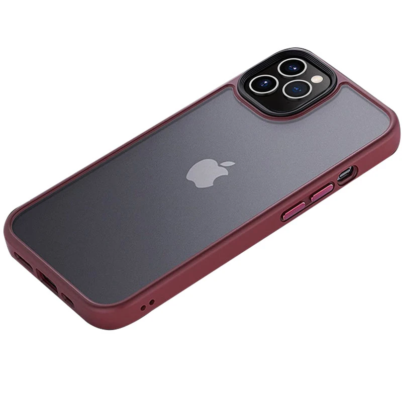 TPU+PC чехол Metal Buttons для Apple iPhone 12 Pro / 12 (6.1"), Бордовый / Wine Red, TPU+PC, купить оптом с доставкой