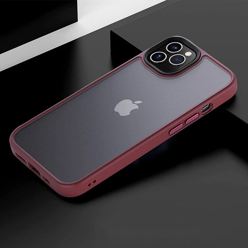 TPU+PC чехол Metal Buttons для Apple iPhone 12 Pro / 12 (6.1"), Бордовый / Wine Red 1, TPU+PC, купить оптом с доставкой
