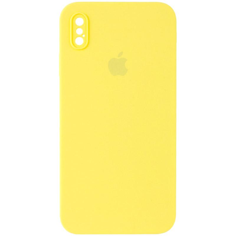 Чохол Silicone Case Square Full Camera Protective (AA) для Apple iPhone XS (5.8) | Мікрофібра на малюнкі №1