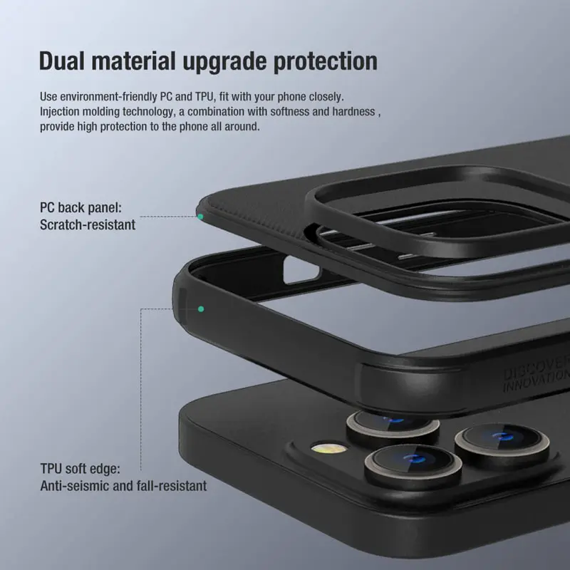 Чехол Nillkin Matte Pro для Apple iPhone 14 Pro Max (6.7"), Черный / Black 5, Пластик, купить оптом с доставкой