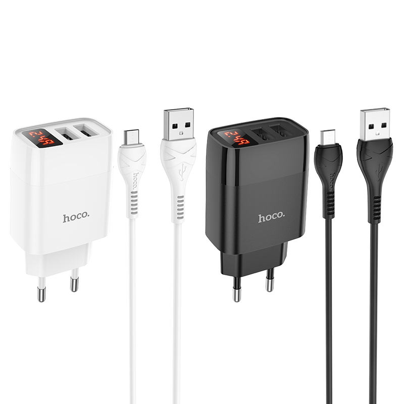 МЗП Hoco C86A Balance 2.4A (2USB-A) + кабель USB to MicroUSB, купити оптом з доставкою