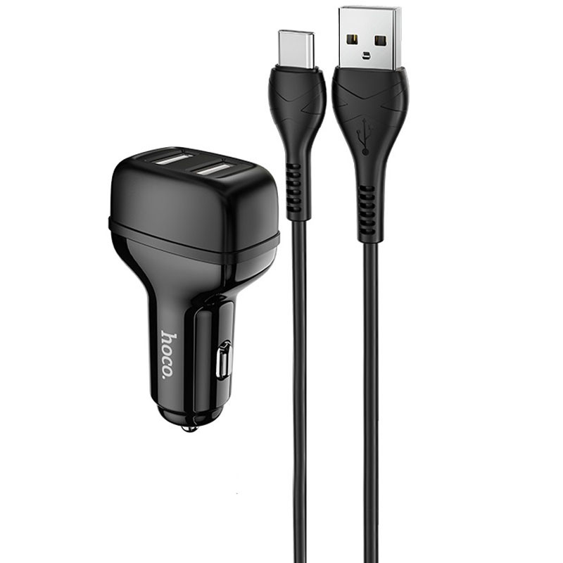 АЗП Hoco Z36 Leader 2.4A (2USB-A) + кабель USB to Type-C на малюнкі №1