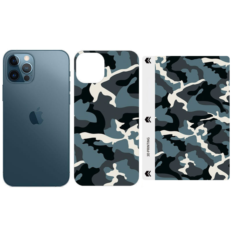 Защитная пленка SKLO Back (тыл) Camo (тех.пак) для Apple iPhone 13 mini (5.4"), Голубой / Army Blue, Бронированная пленка, купить оптом с доставкой