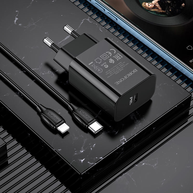 МЗП Borofone BA65A Single port PD20W + Type-C + Lightning Зображення №4 МЗП Borofone BA65A Single port PD20W + Type-C + Lightning дивитися фото №4