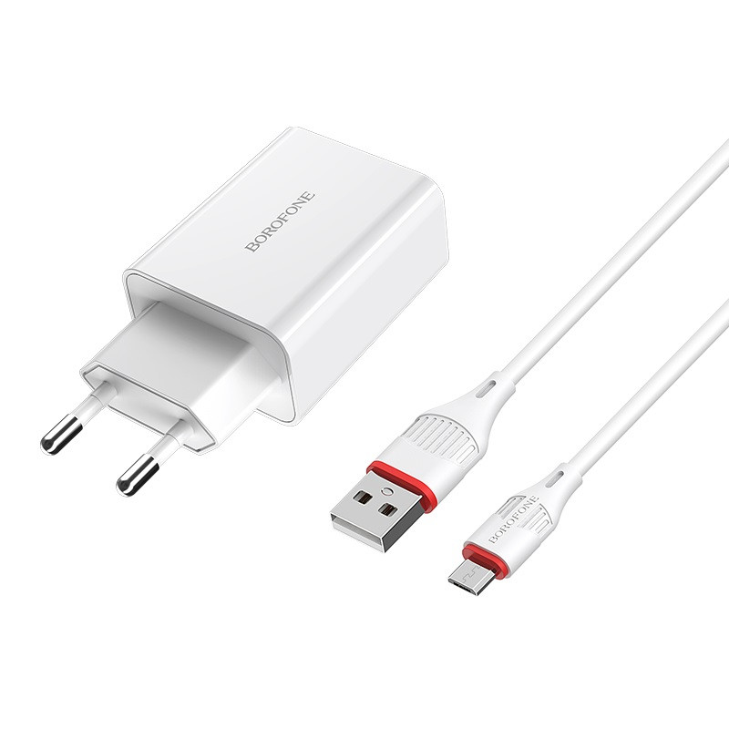 МЗП Borofone BA21A Long journey QC3.0 3A (1USB-A) + кабель USB to MicroUSB на малюнкі №2