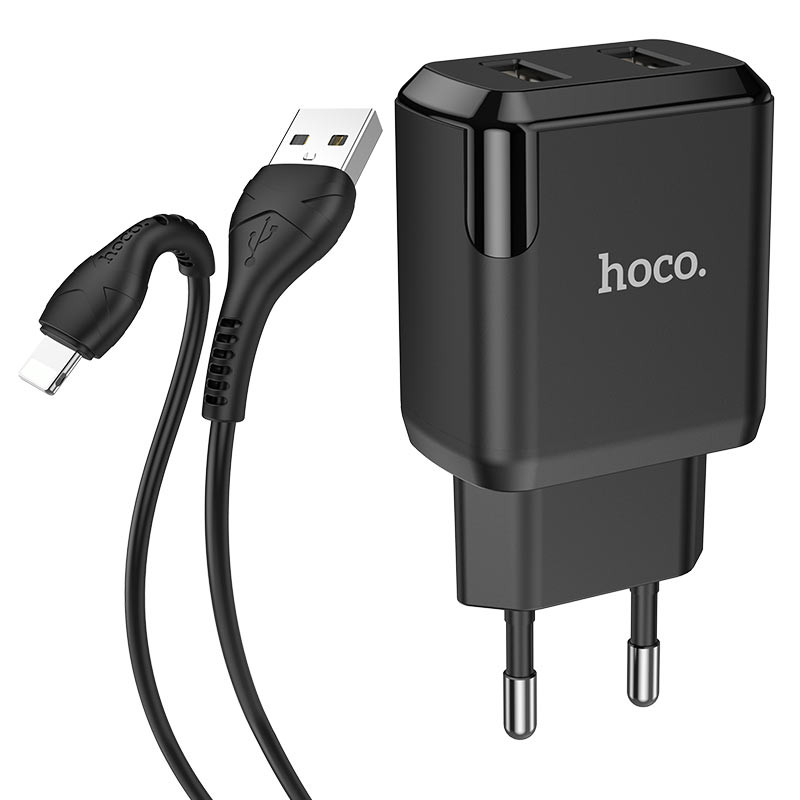 МЗП HOCO N7 (2USB/2,1A) + USB - Lightning Зображення №4 МЗП HOCO N7 (2USB/2,1A) + USB - Lightning дивитися фото №4
