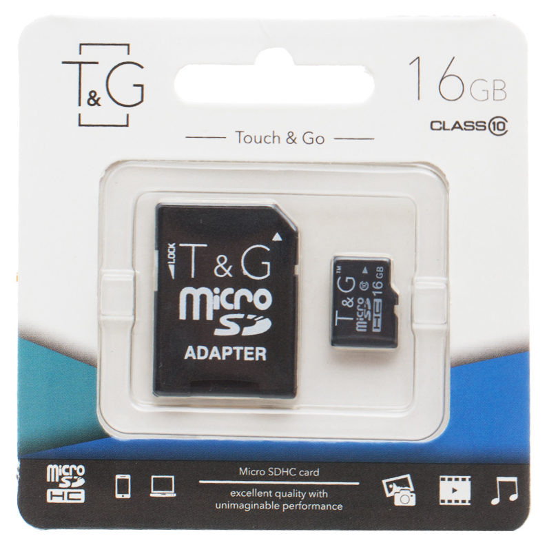 Карта пам'яті T&G (UHS-1) microSDHC Class 10 - 16GB (з адаптером), купити оптом з доставкою