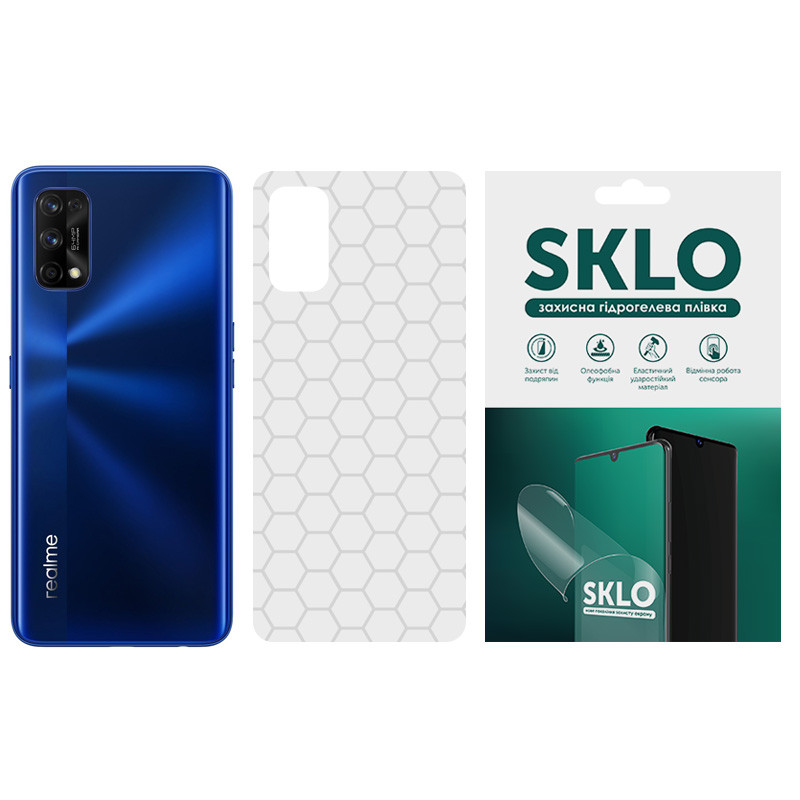 Защитная пленка SKLO Back (тыл) Transp. для Realme 8, Прозрачный / Соты, Бронированная пленка, купить оптом с доставкой