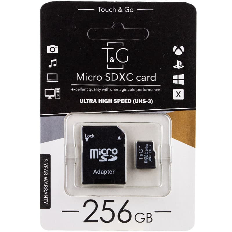 Карта памяти T&G (UHS-3) microSDXC Class 10 - 256GB (с адаптером), купить оптом с доставкой