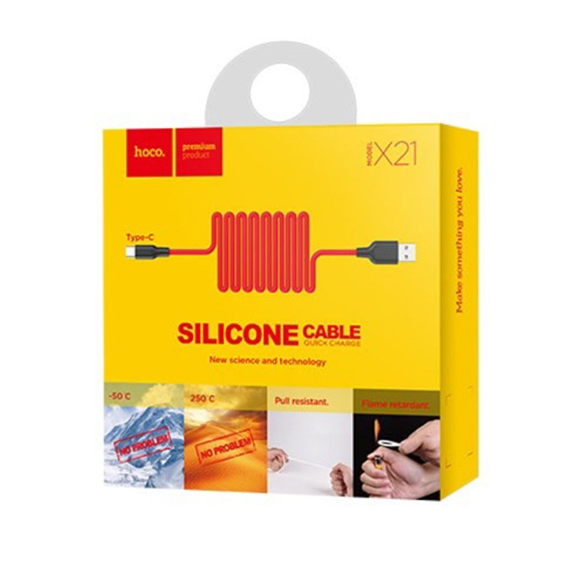 Дата кабель Hoco X21 Silicone Type-C Cable (1m), Черный / Красный 5, купить оптом с доставкой