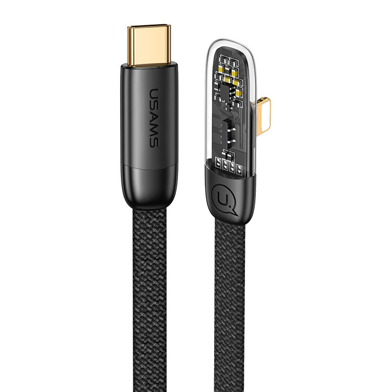 Дата кабель USAMS US-SJ586 Type-C to Lightning PD 20W Right-angle (2m) на малюнкі №1