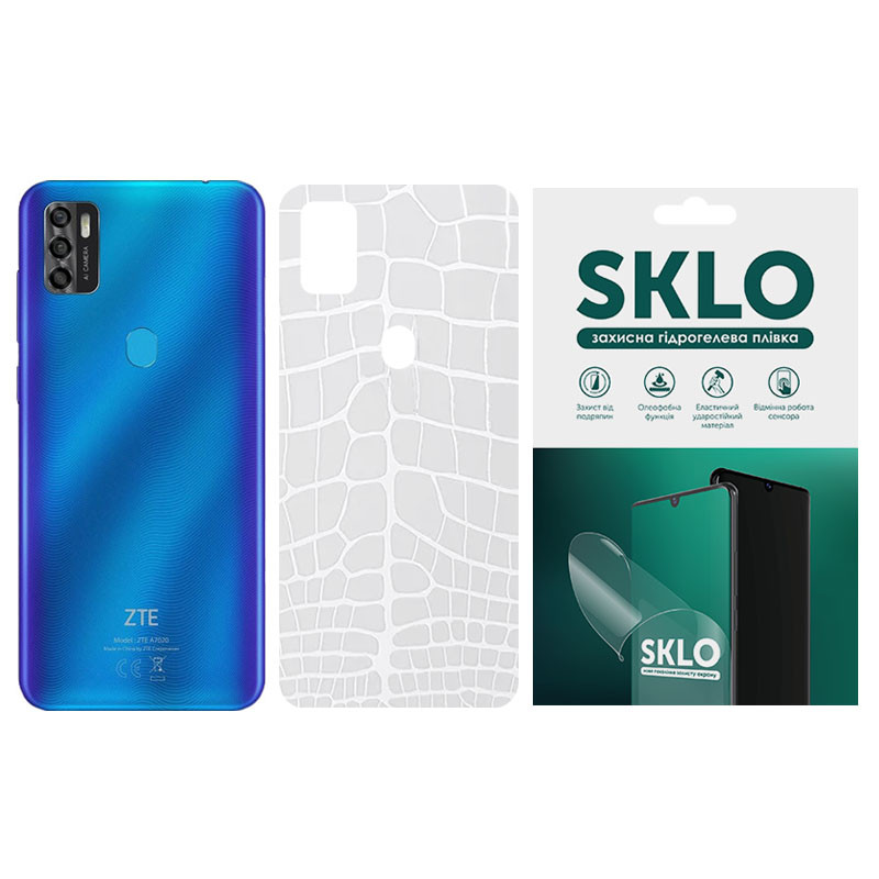 Защитная пленка SKLO Back (тыл) Transp. для ZTE Blade V30, Прозрачный / Croco, Бронированная пленка, купить оптом с доставкой