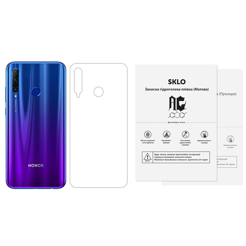Защитная гидрогелевая пленка SKLO (тыл) (тех.пак) для Huawei Y7, Бронированная пленка, купить оптом с доставкой