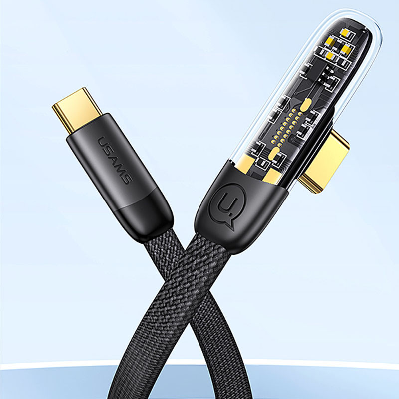 Дата кабель USAMS US-SJ584 Type-C to Type-C PD 100W Right-angle (1.2m) дивитися фото №7