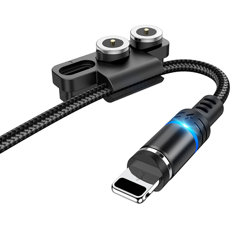 Уцінка Дата кабель Hoco DU42 Magnetic 3in1 Lightning-microUSB-Type-C (1m), Дефект упаковки / Чорний 2, купити оптом з доставкою
