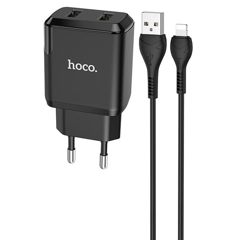 МЗП HOCO N7 (2USB/2,1A) + USB - Lightning Зображення №1 МЗП HOCO N7 (2USB/2,1A) + USB - Lightning дивитися фото №1