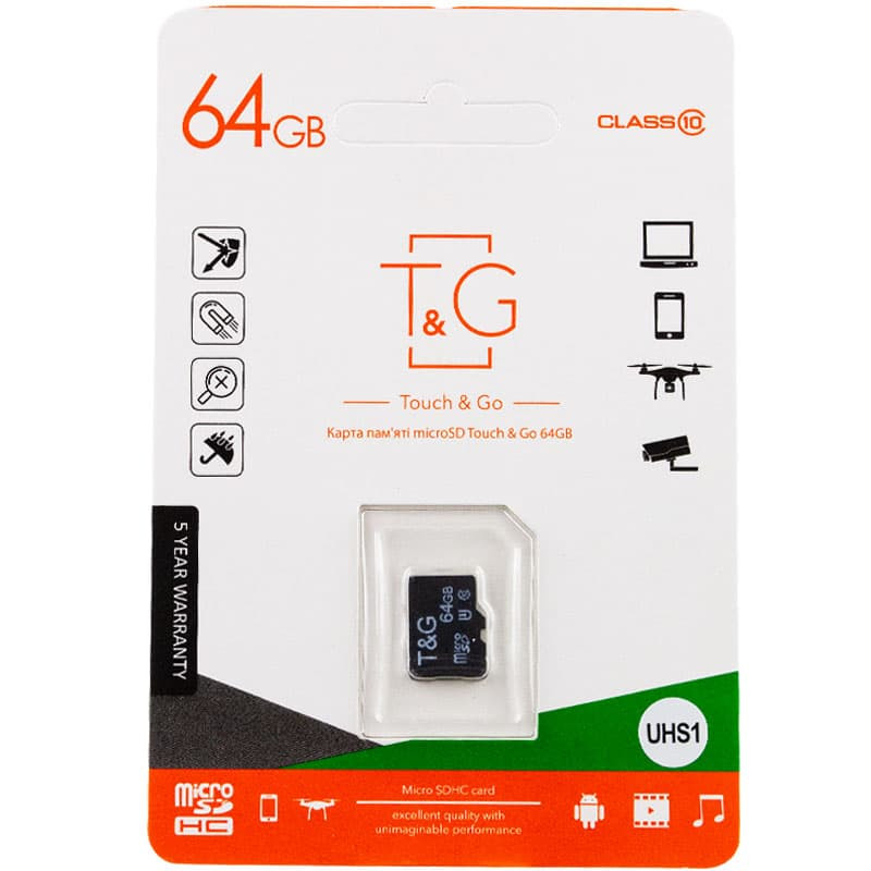 Карта памяти T&G (UHS-1) microSDXC Class 10 - 64GB (без адаптера), купить оптом с доставкой