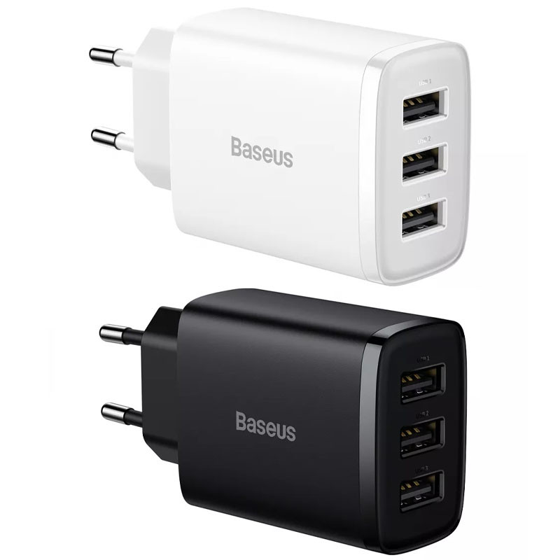 МЗП Baseus Compact 17W (3USB-A) (CCXJ02), купити оптом з доставкою