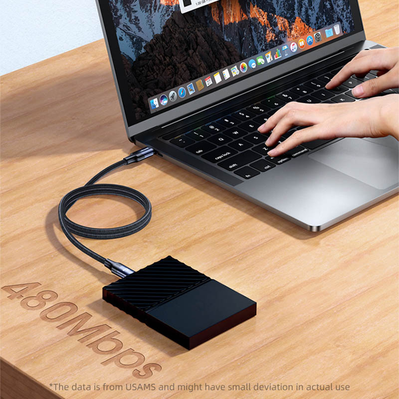 Дата кабель USAMS US-SJ524 U71 Type-C to Type-C PD 100W (1.2m) дивитися фото №5