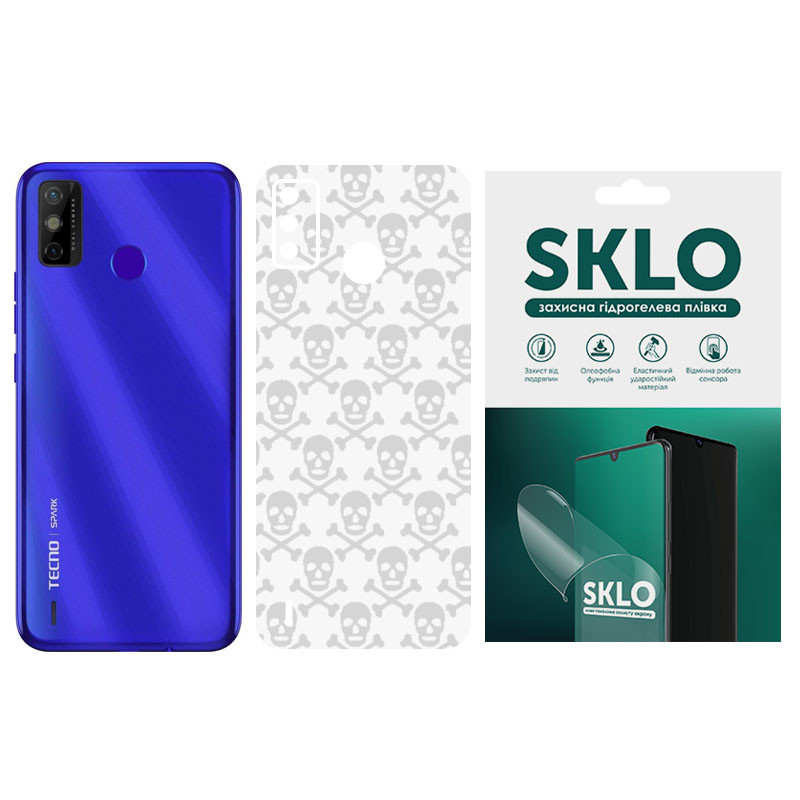 Защитная пленка SKLO Back (тыл) Transp. для TECNO Camon 19 Neo, Прозрачный / Черепа, Бронированная пленка, купить оптом с доставкой