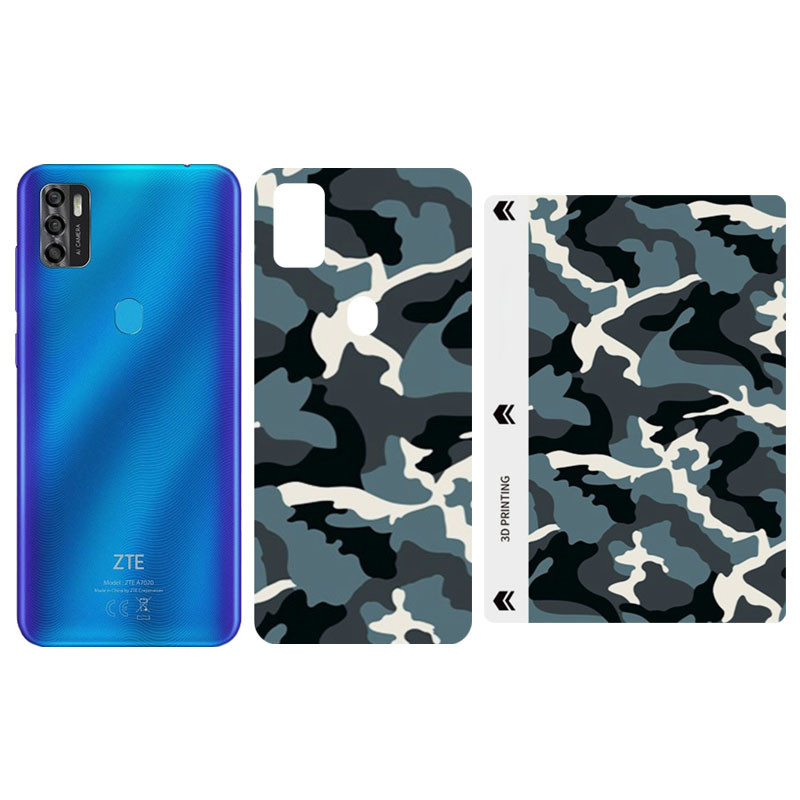 Защитная пленка SKLO Back (тыл) Camo (тех.пак) для ZTE Blade A5 (2020), Голубой / Army Blue, Бронированная пленка, купить оптом с доставкой