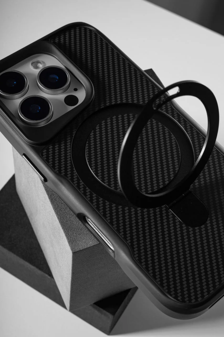 TPU+PC чехол Metal Buttons with MagSafe Carbon Ring для Apple iPhone 15 (6.1"), TPU+PC, купить оптом с доставкой