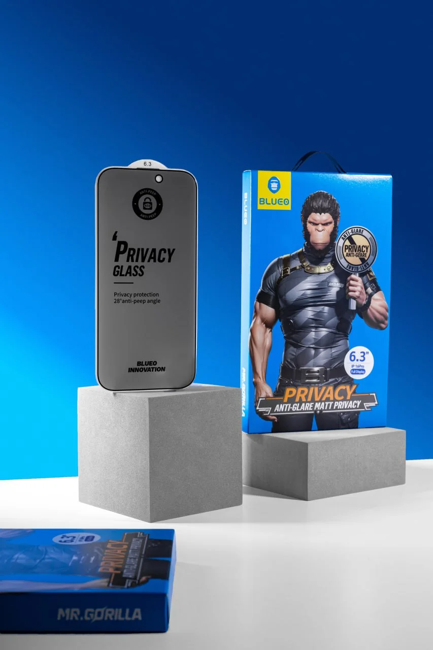 Защитное 2.5D стекло Blueo Full Cover Anti-Peep Matte для Apple iPhone 17 Pro Max /16 Pro Max (6.9"), Закаленное стекло, купить оптом с доставкой