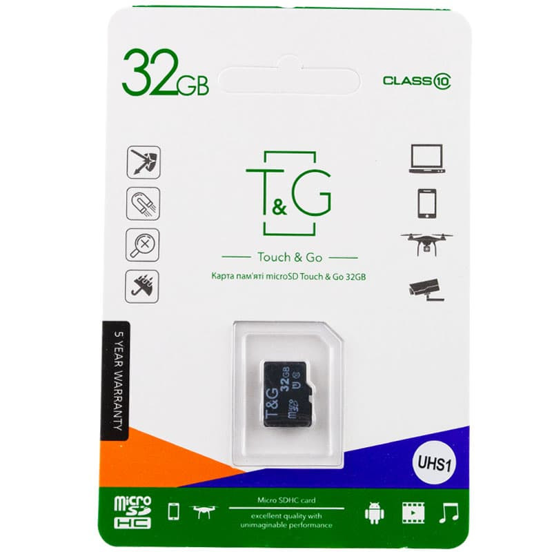 Карта пам'яті T&G (UHS-1) microSDHC Class 10 - 32GB (без адаптера), купити оптом з доставкою