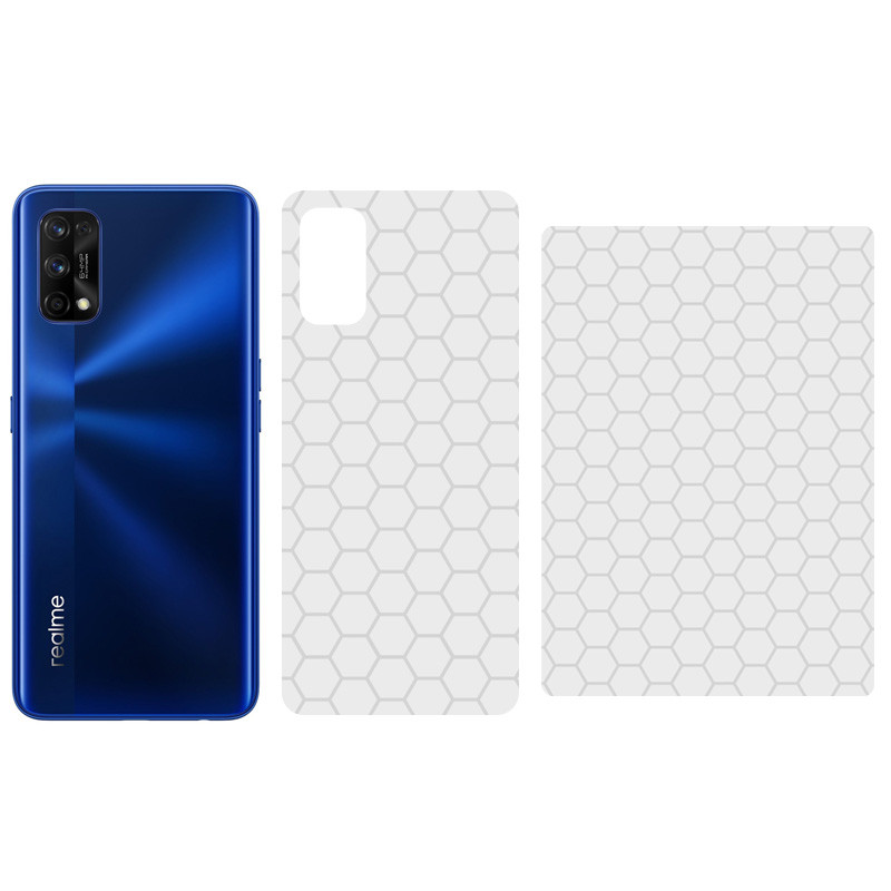 Защитная пленка SKLO Back (тыл) Transp. (тех.пак) для Realme 8, Прозрачный / Соты, Бронированная пленка, купить оптом с доставкой